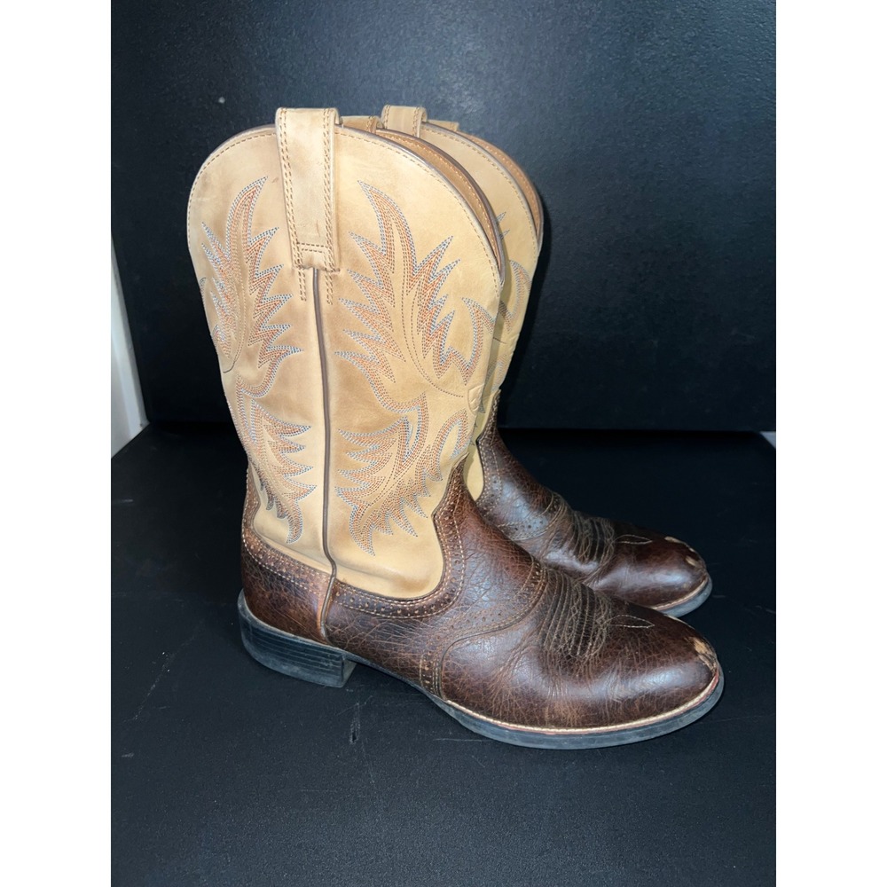 Ariat Heritage Western R-Toe Brown Leather Cowboy Boots Mens 11.5 D 10002247